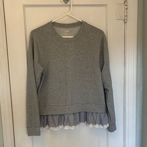 Gray top with Lace Hem